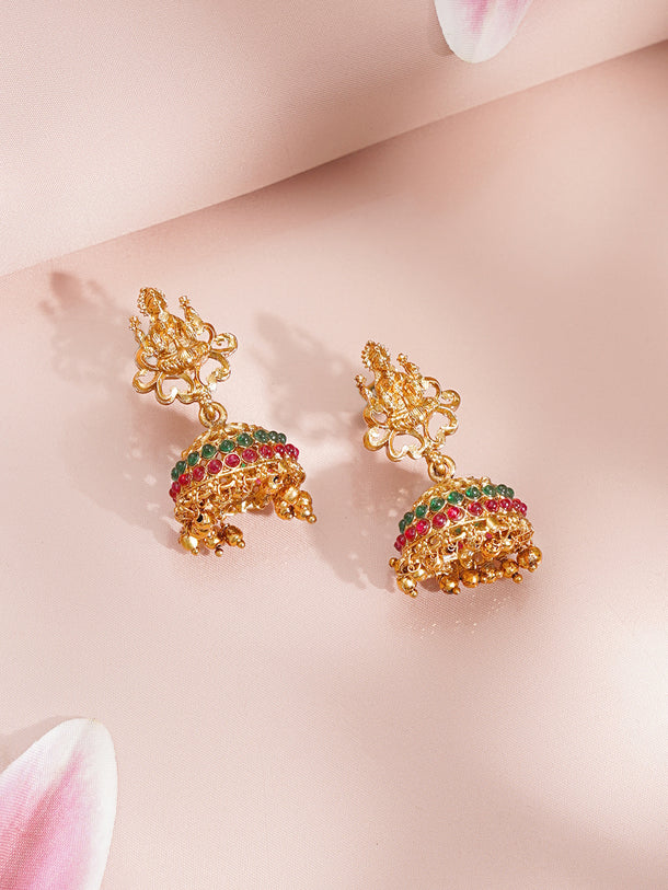 Gold Plated Temple Lakshmi Necklace Set