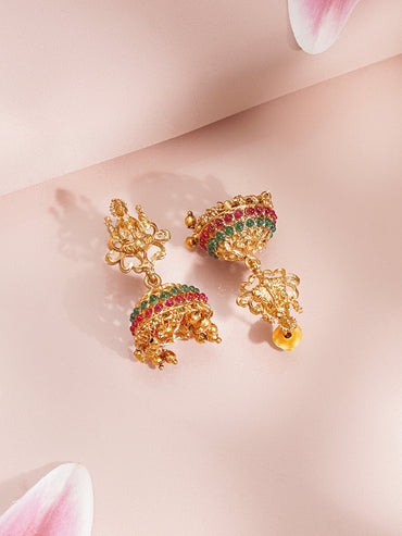 Gold Plated Temple Lakshmi Necklace Set