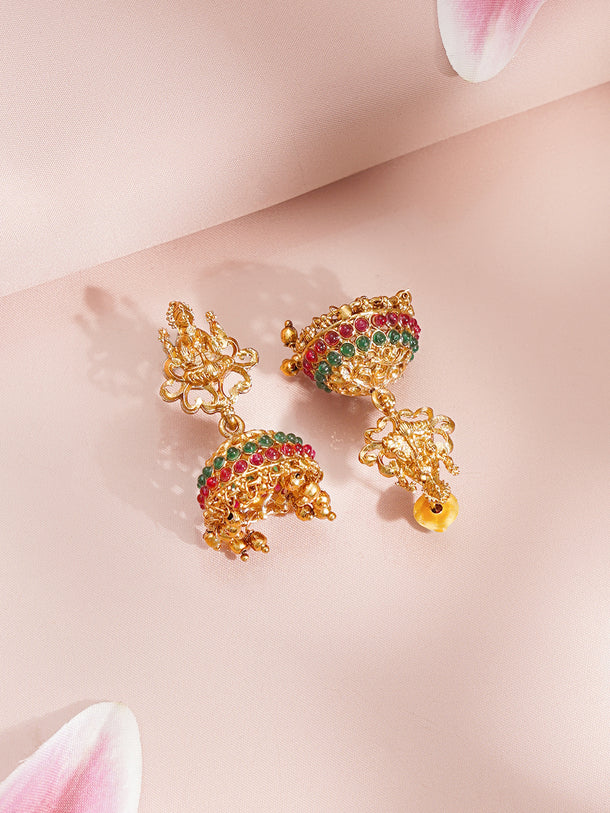 Gold Plated Temple Lakshmi Necklace Set