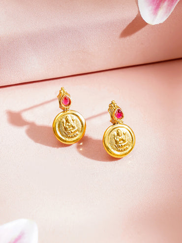 Gold Plated Coin Motif Temple Choker Necklace Set