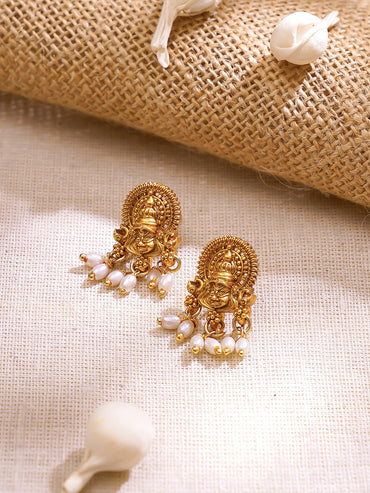 Gold Plated Divine Grace Antique Gold Temple Haram Set