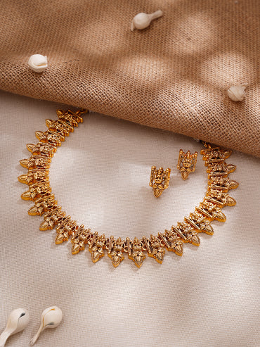 Gold Plated Divine Lakshmi Temple Necklace Set