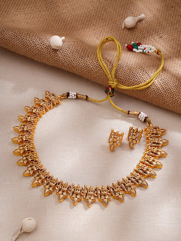 Gold Plated Divine Lakshmi Temple Necklace Set