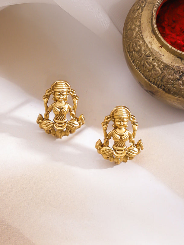 Gold Toned Laxmi Motif Pendant Necklace