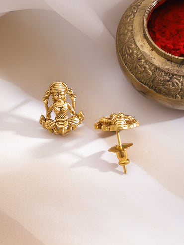 Gold Toned Laxmi Motif Pendant Necklace