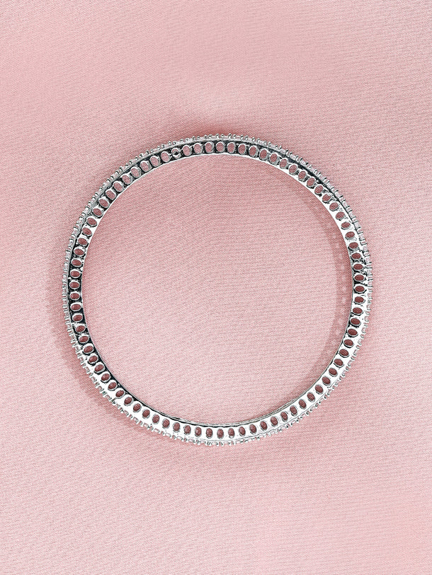 Rubans Set Of 4 Rhodium Plated CZ Studded Bangles