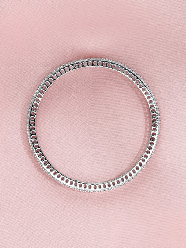 Rubans Set of 4 Rhodium-Plated Cubic Zirconia Studded Premium Handcrafted Bangles