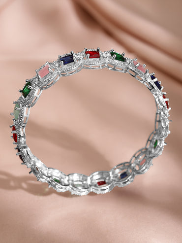 Vibrant American Diamond Silver Bangles