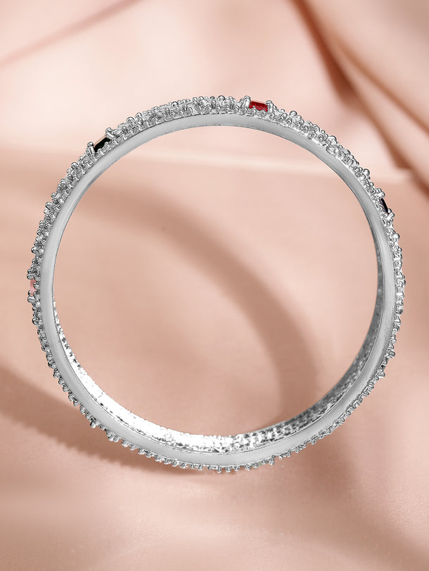 Blooming Colours in Silver Bangles