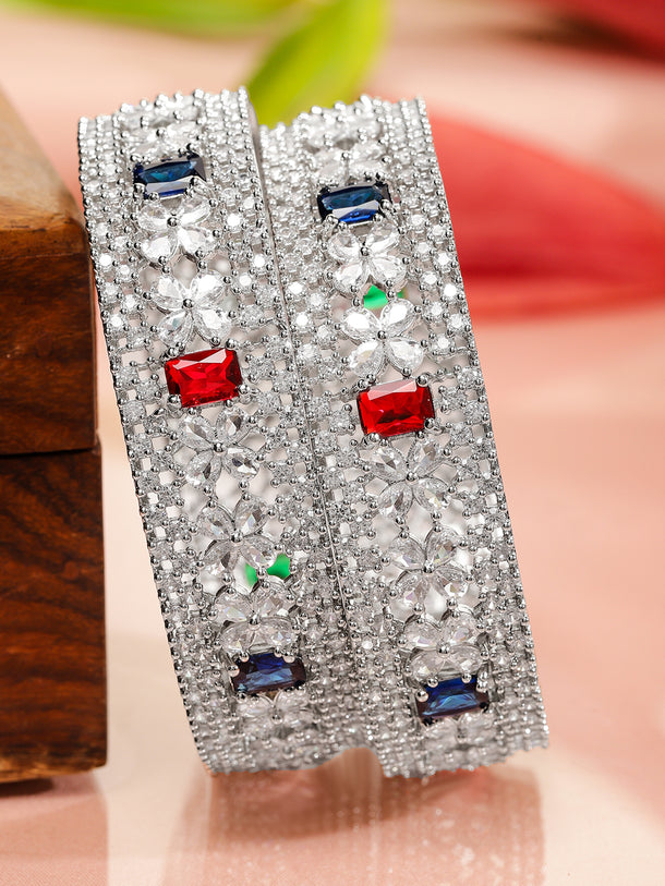 Blooming Colours in Silver Bangles