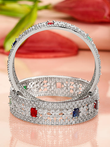 Blooming Colours in Silver Bangles