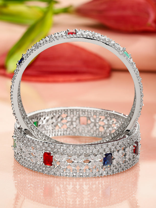 Blooming Colours in Silver Bangles