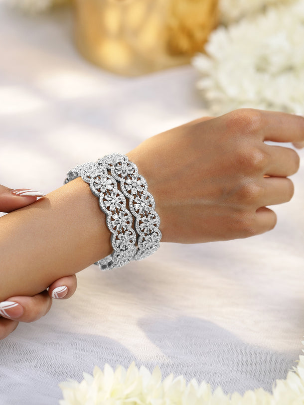 Dazzling American Diamond Silver Bangles