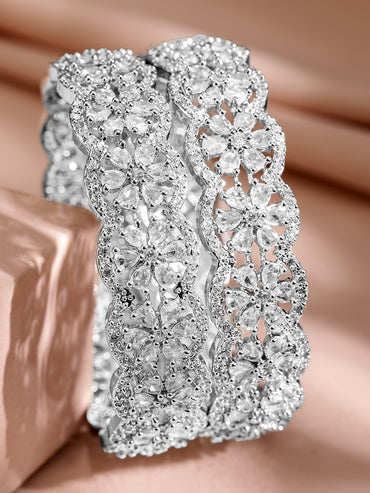 Dazzling American Diamond Silver Bangles