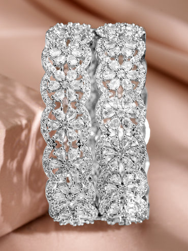 Dazzling American Diamond Silver Bangles