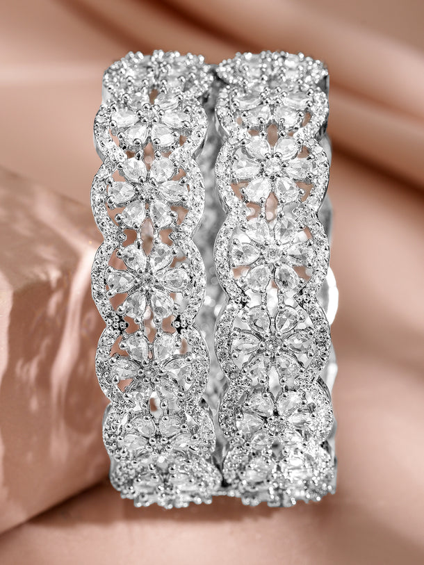 Dazzling American Diamond Silver Bangles