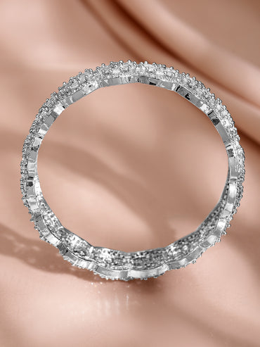 Dazzling American Diamond Silver Bangles