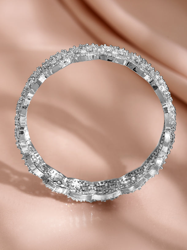 Dazzling American Diamond Silver Bangles