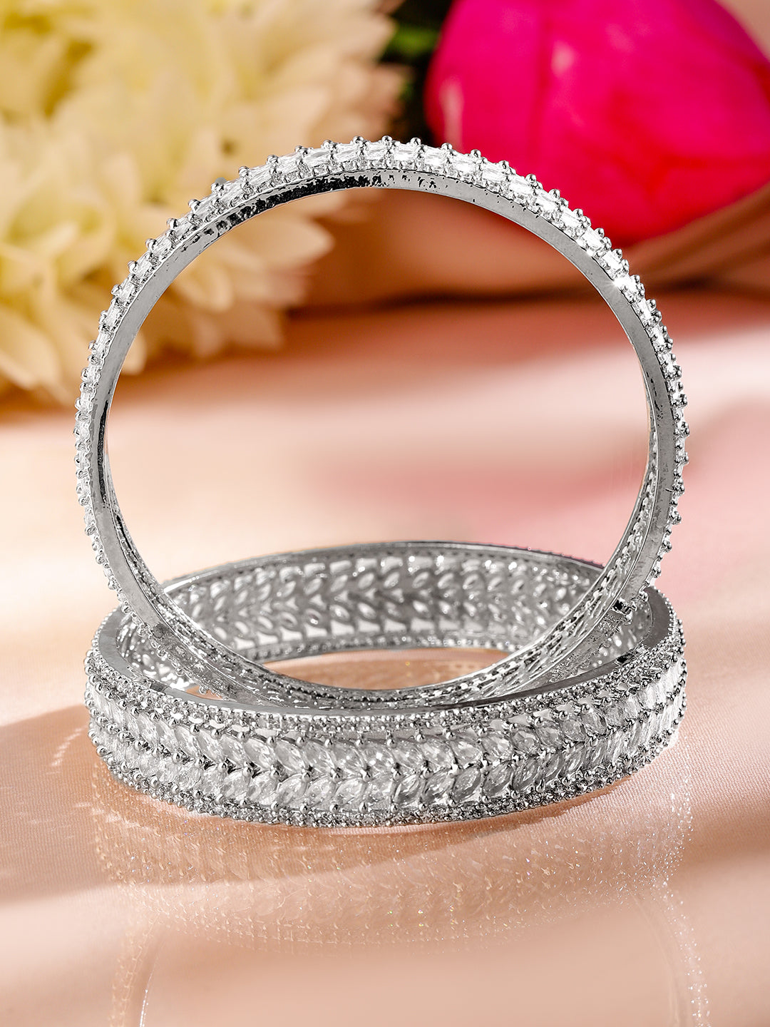 Silver-Moon Sparkle Bangles