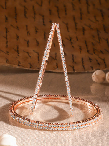 Rubans Set of 4 22K Rose Gold-Plated Sparkling White Cubic Zirconia Stones Premium Bangle