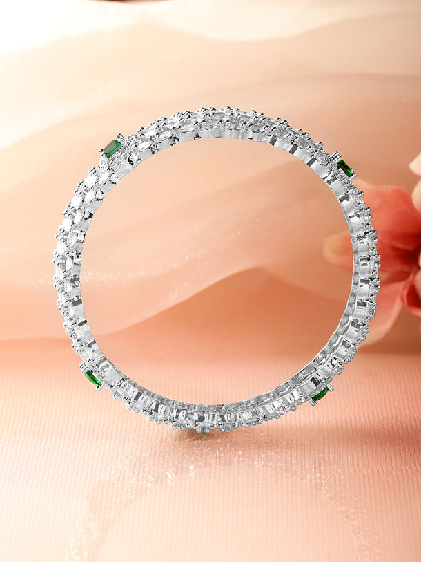 Green American Diamond Zirconia Bangles Set Of 2