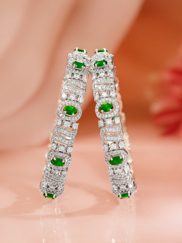 Emerald Highlight Zirconia Statement Bangles