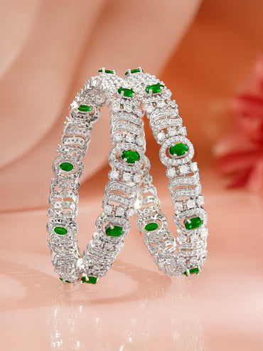 Emerald Highlight Zirconia Statement Bangles
