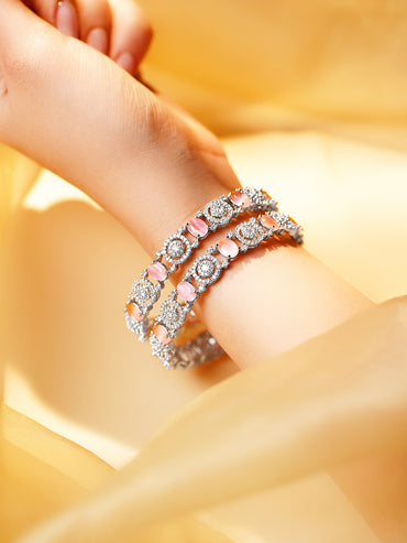 Pastel Pink American Diamond Designer Bangles