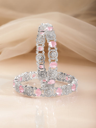 Pastel Pink American Diamond Designer Bangles