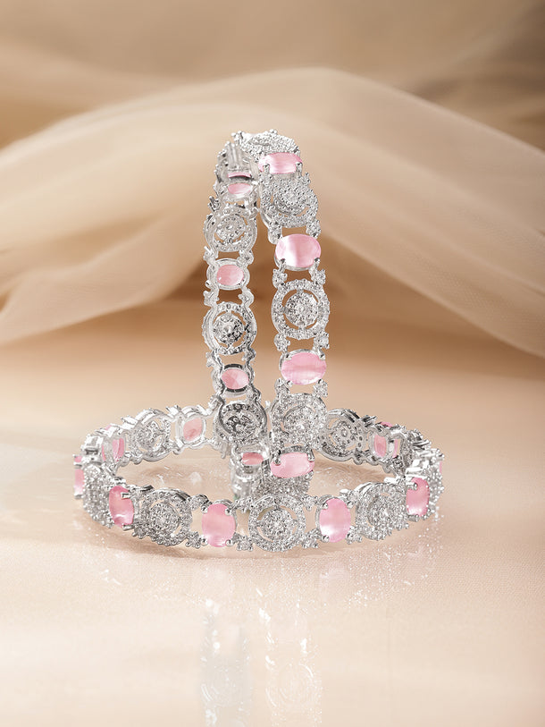 Pastel Pink American Diamond Designer Bangles