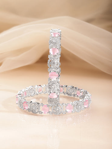 Pastel Pink American Diamond Designer Bangles