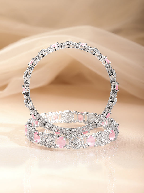 Pastel Pink American Diamond Designer Bangles