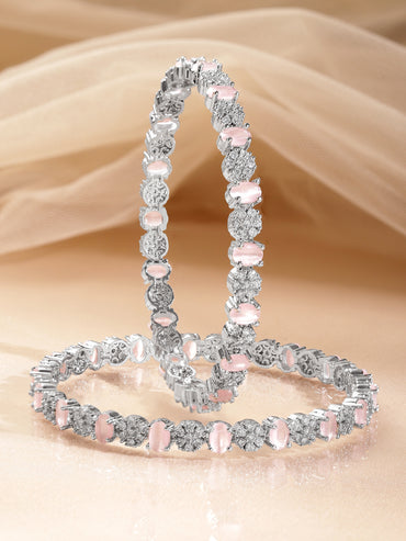 American Diamond Pastel Pink Statement Bangles