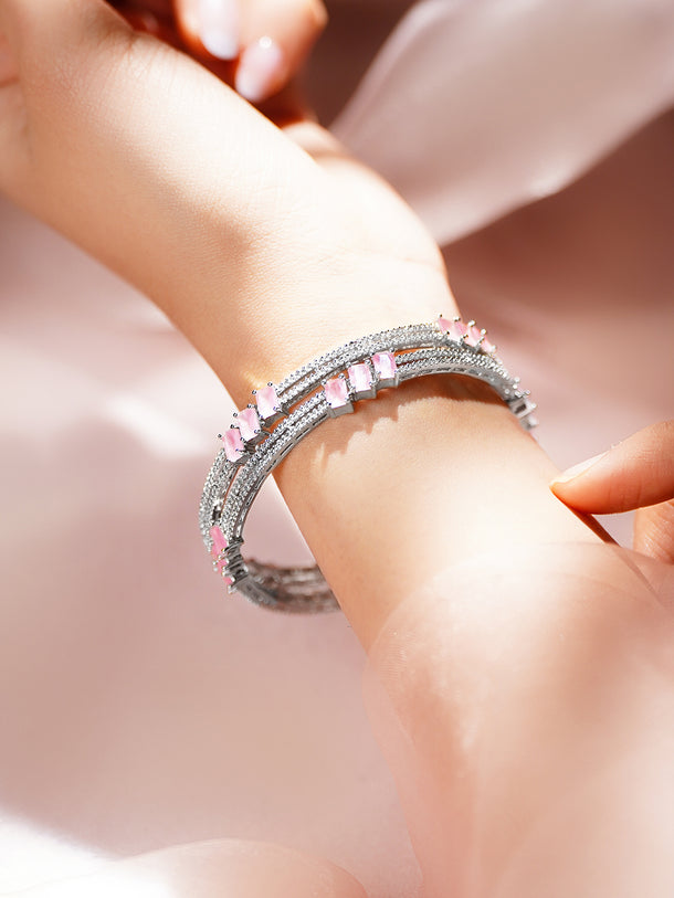 Pink Zirconia Marquise Accent Bangles