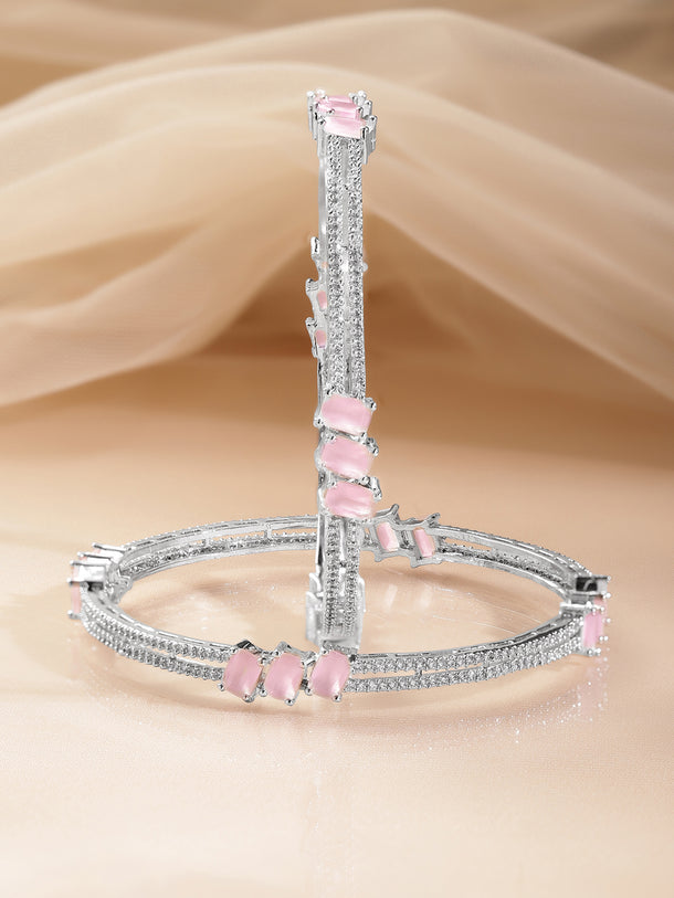 Pink Zirconia Marquise Accent Bangles