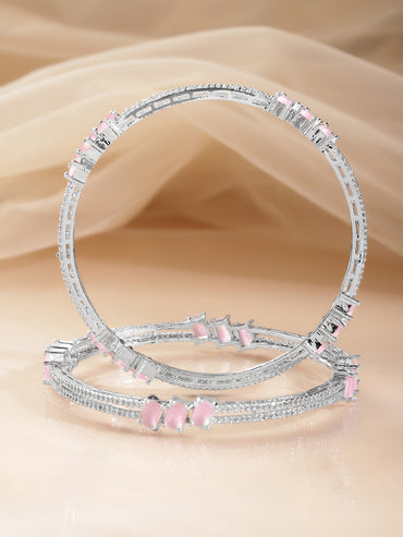Pink Zirconia Marquise Accent Bangles