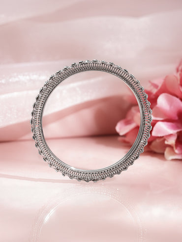 Crystal Radiance Silver Stack Bangles