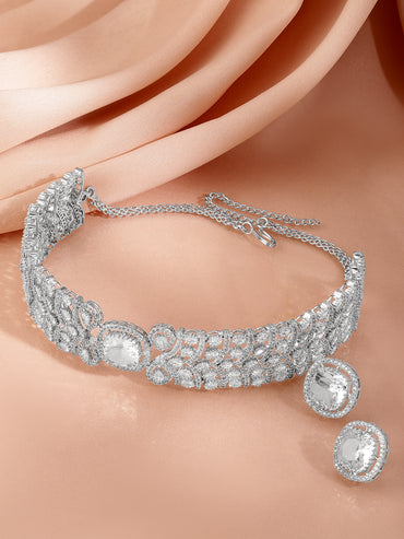 American Diamond Zirconia Studded Choker Set
