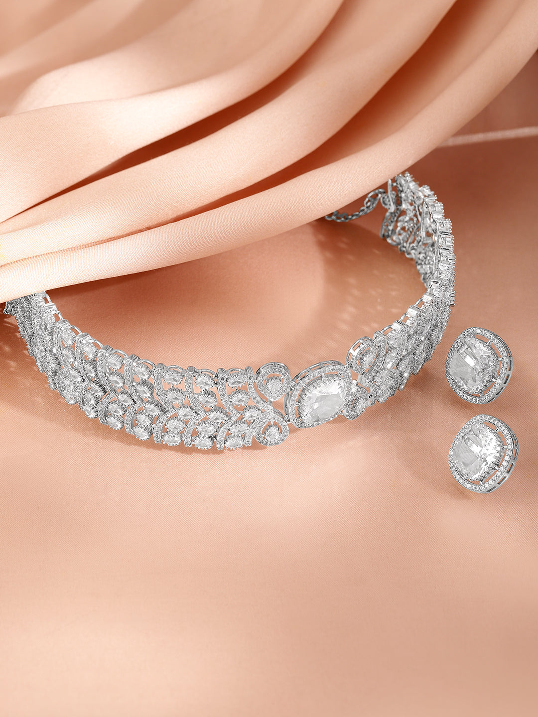 American Diamond Zirconia Studded Choker Set