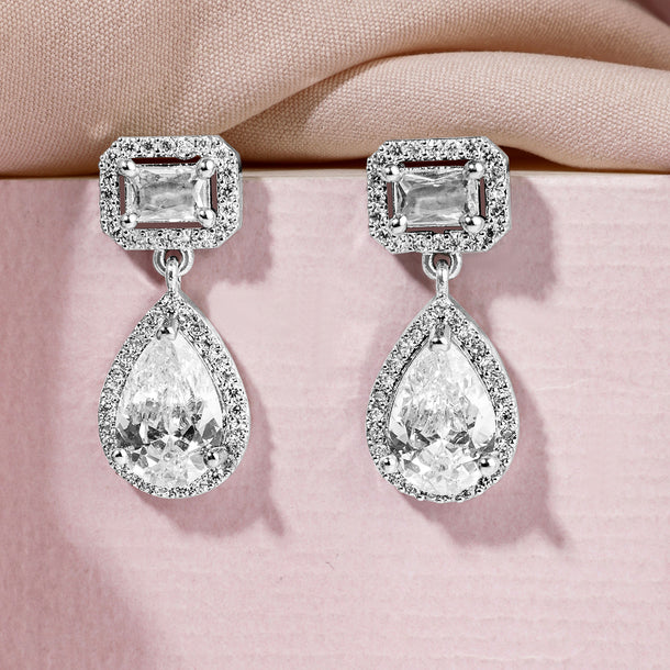 Glitz & Glow American Diamond Zirconia Drop Earrings