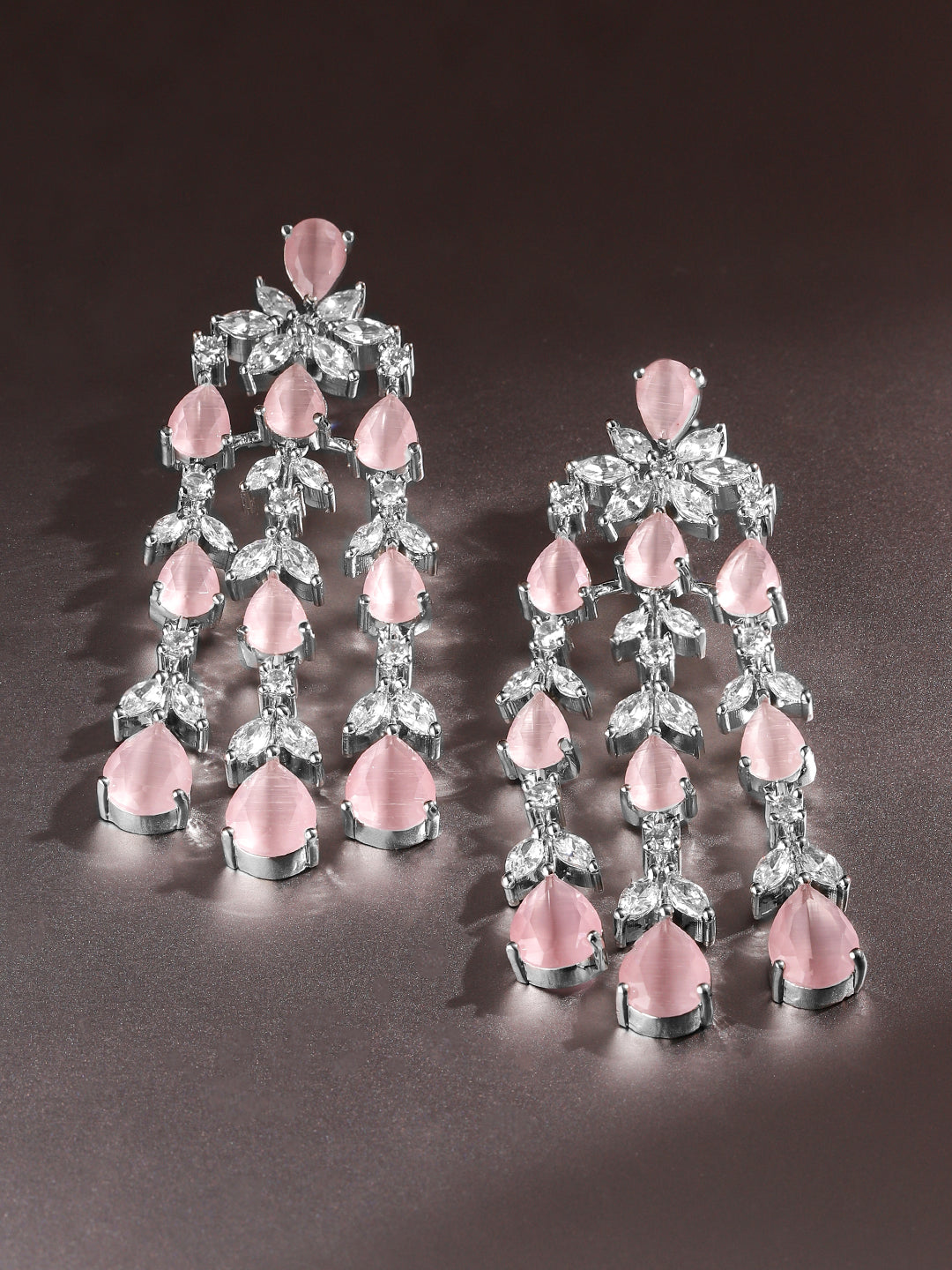 Dreamy Pink Crystal American Diamond Zirconia Danglers