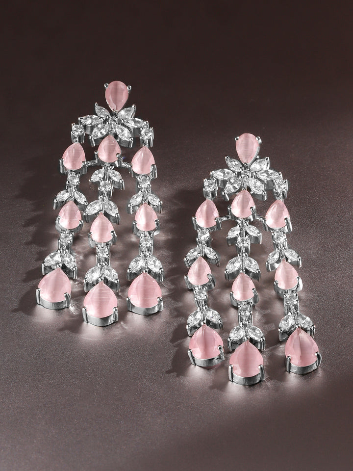 Dreamy Pink Crystal American Diamond Zirconia Danglers