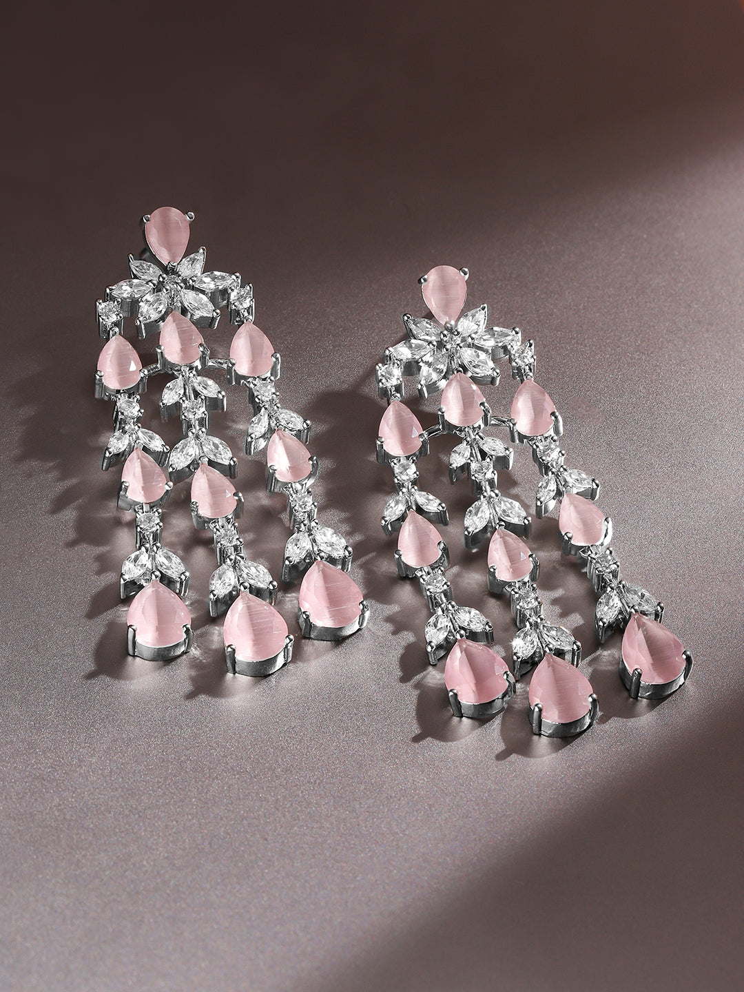 Dreamy Pink Crystal American Diamond Zirconia Danglers