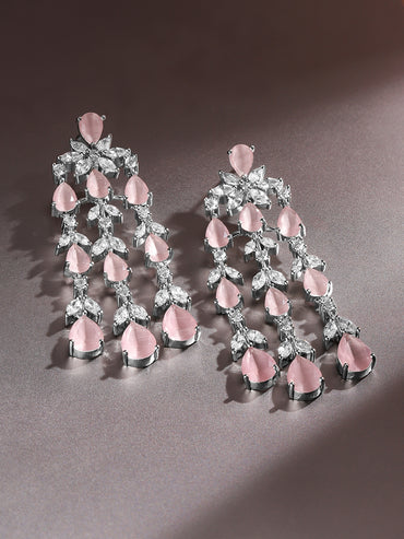 Dreamy Pink Crystal American Diamond Zirconia Danglers