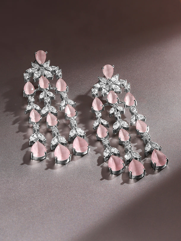 Dreamy Pink Crystal American Diamond Zirconia Danglers