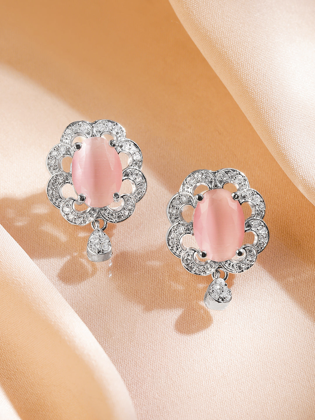 Elegant Shine Pink Drop Earrings