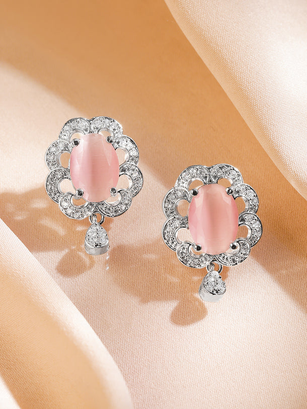 Elegant Shine Pink Drop Earrings