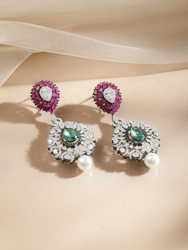 Signature Pearl Crystal Drop Earrings