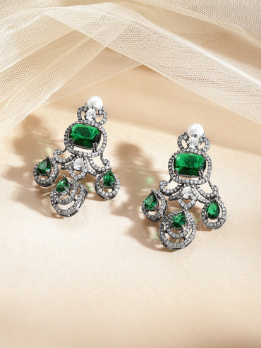 Regal Emerald Cascade Statement Drop Earrings