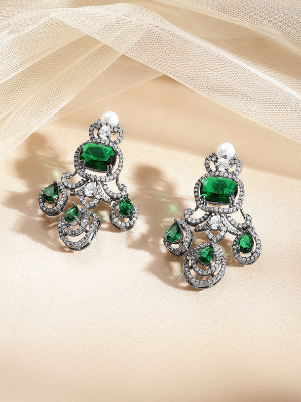 Regal Emerald Cascade Statement Drop Earrings
